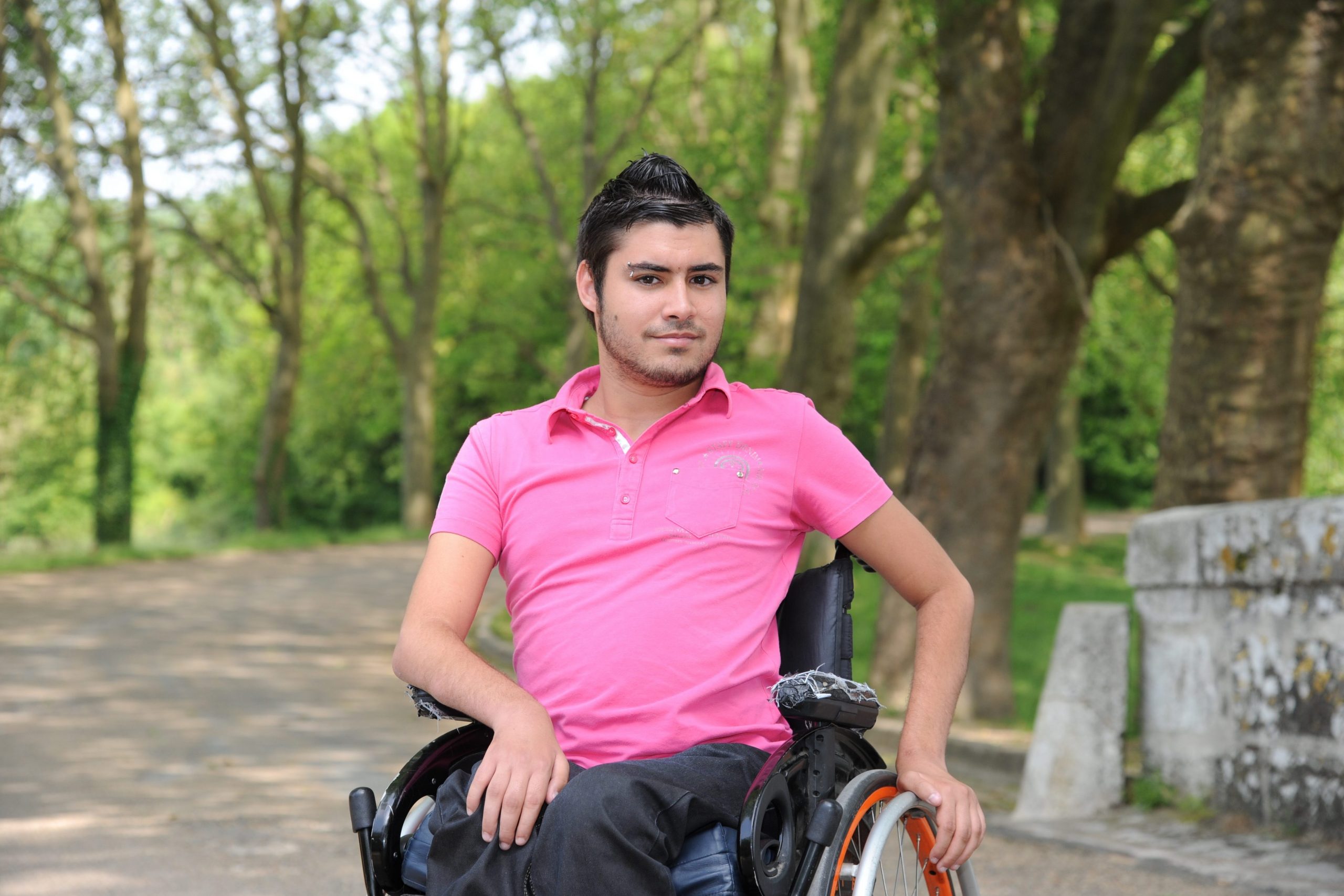 Young man in a wheelchair